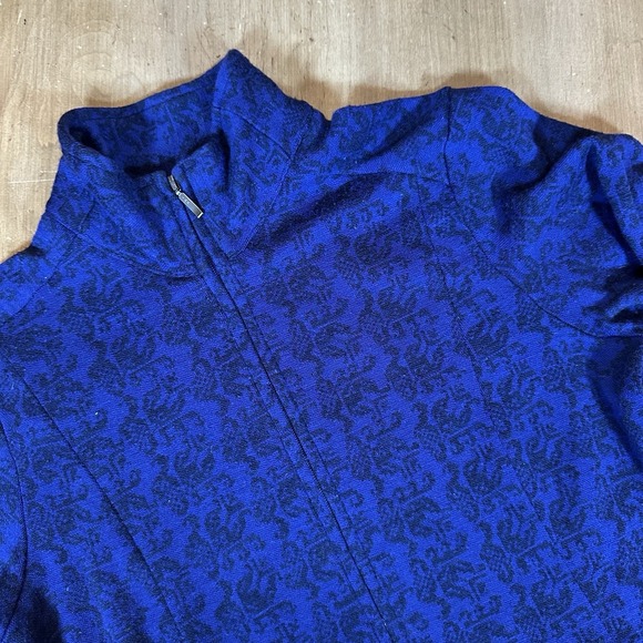 ibex Sweaters - Ibex 100% Merino Wool Full Zip Up Mock Neck Sweater Size Small Print Purple READ